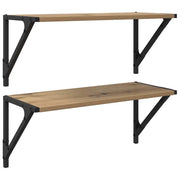 2 pz Scaffali da Parete | Mensola sospesa Rovere artigianale 60 x 25 x 25,5 cm