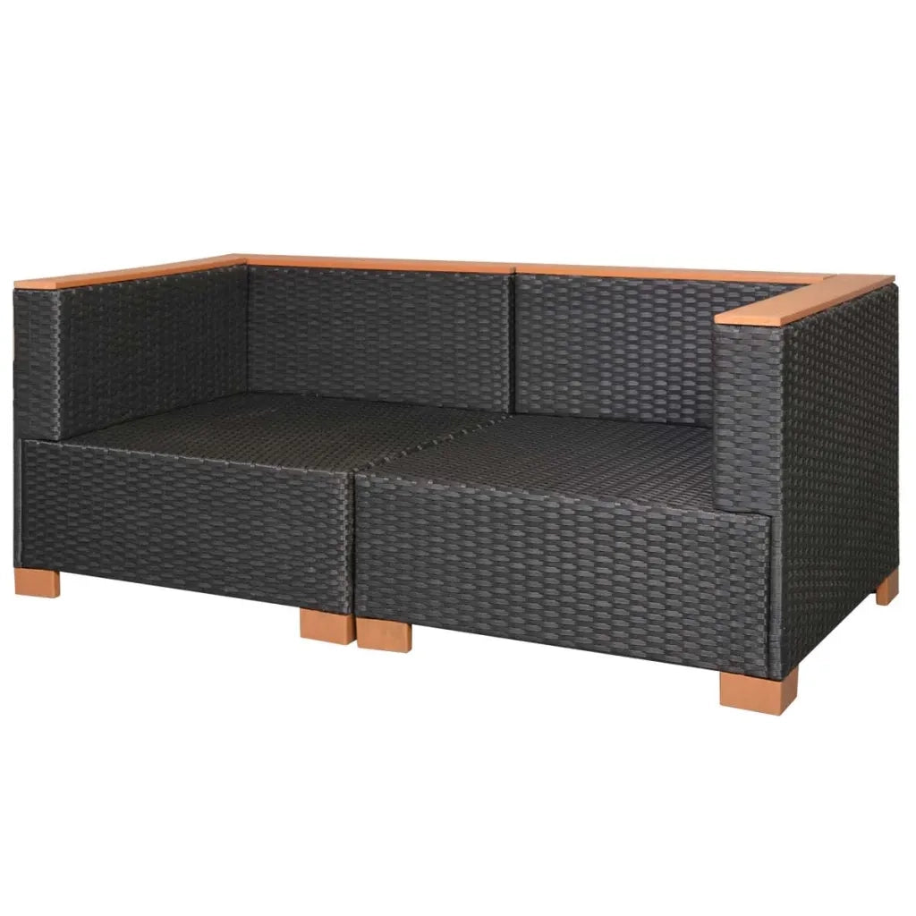 Divano da Giardino in Polyrattan Nero 42754