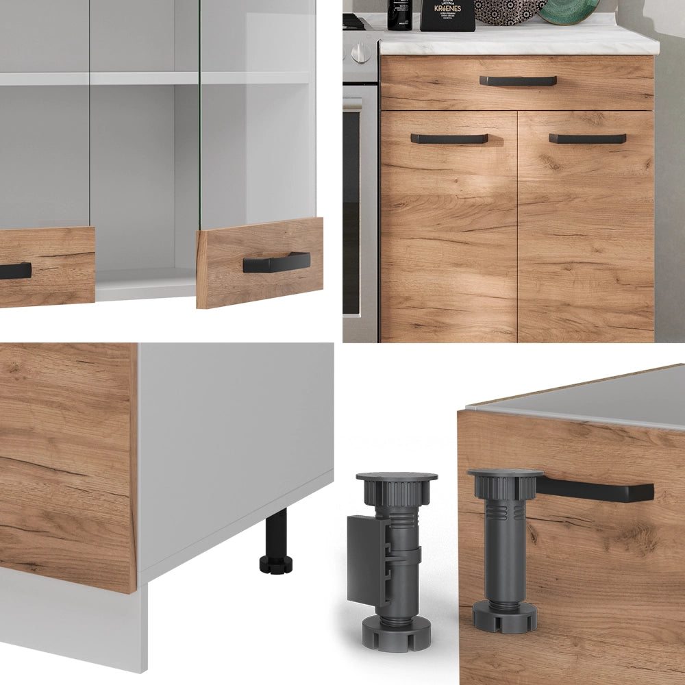 Mobile da cucina R-Line Rovere dorato/Bianco 200 cm PL Rovere Vicco