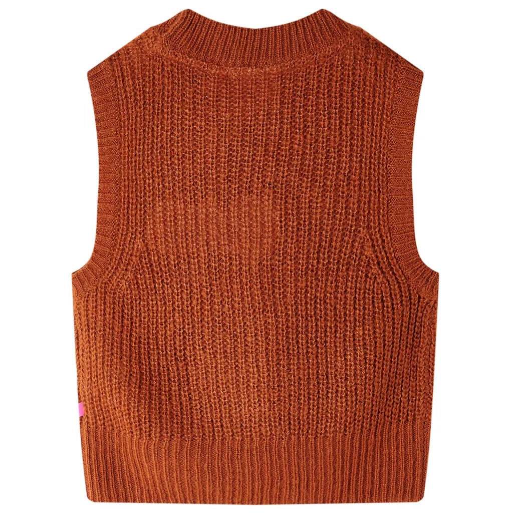 Gilet per Bambini Lavorato a Maglia Cognac 140