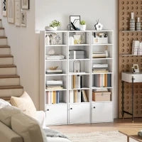 Libreria a 5 livelli con ripiani aperti e anta 40x30x156 cm Bianco