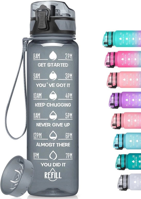 Bottiglia d'acqua da 1L BPA libera, in Tritan, leggera, resistente agli urti, riutilizzabile