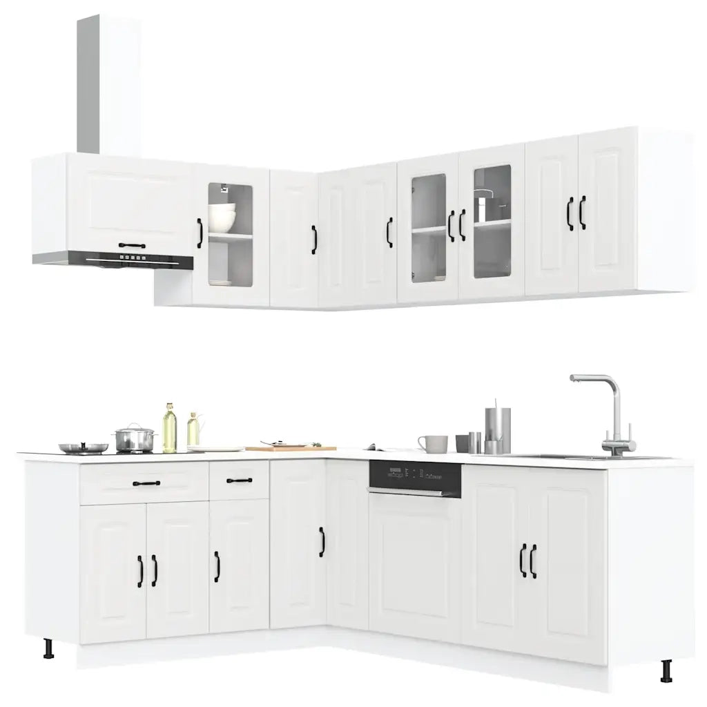 vidaXL Set Mobili da Cucina 11 pz Kalmar Bianchi Legno Multistrato