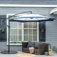 Ombrellone da Giardino a Braccio 3x2 m con Manovella, Metallo e Poliestere, Blu Scuro e Crema