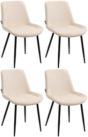 Set di 4 sedie da pranzo Victoria in velluto crema
