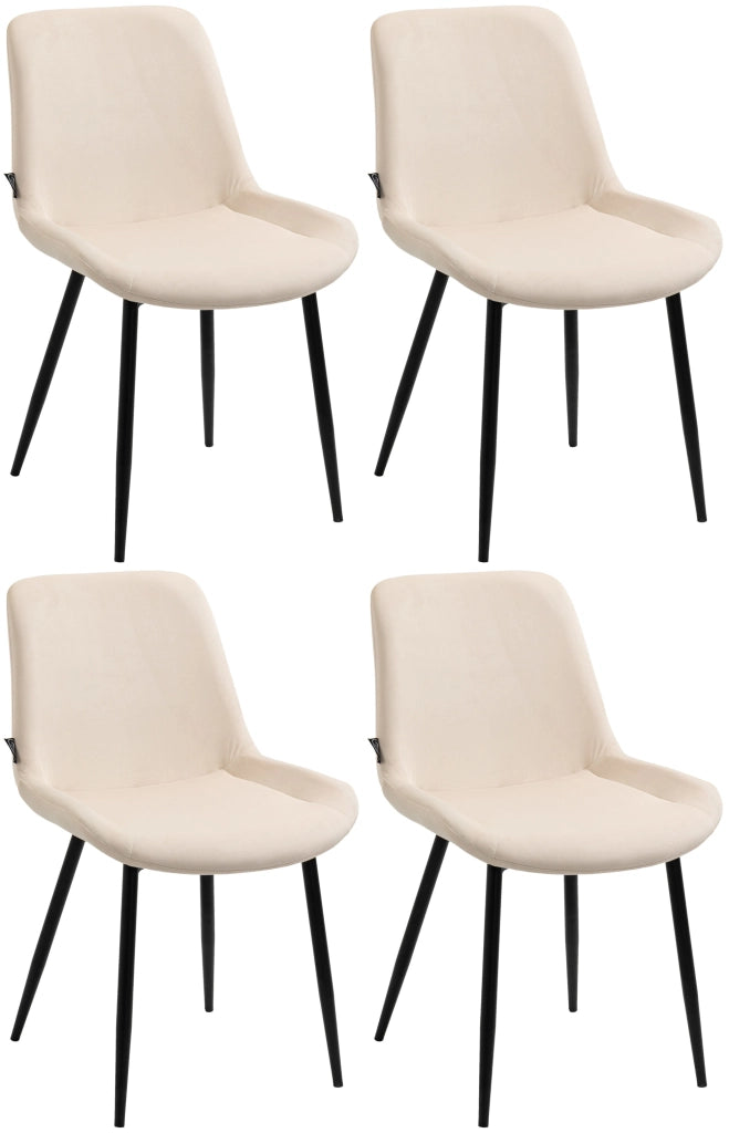 Set di 4 sedie da pranzo Victoria in velluto crema