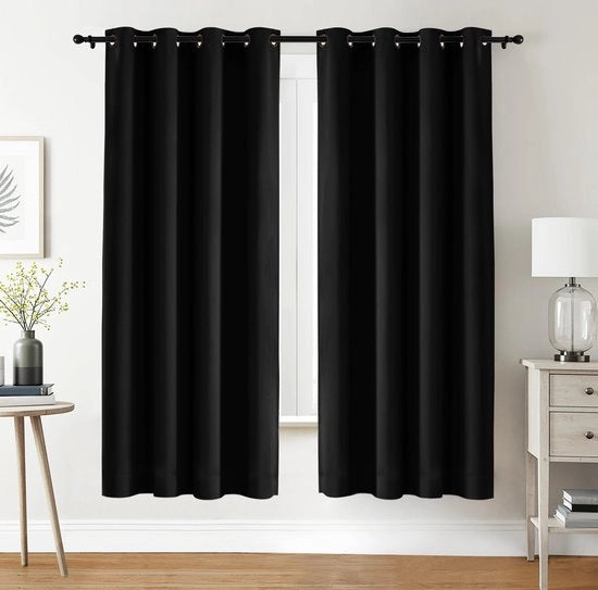 Veli Raccordi a 2 Pannelli - Termoacustici - 140x175 cm - Nero - Pronto all'uso - Occhioni - Tende