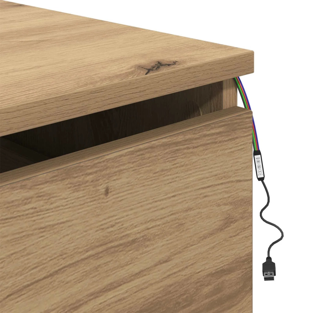 Mobiletto da comodino a parete con cassetto Rovere artigianale 863080