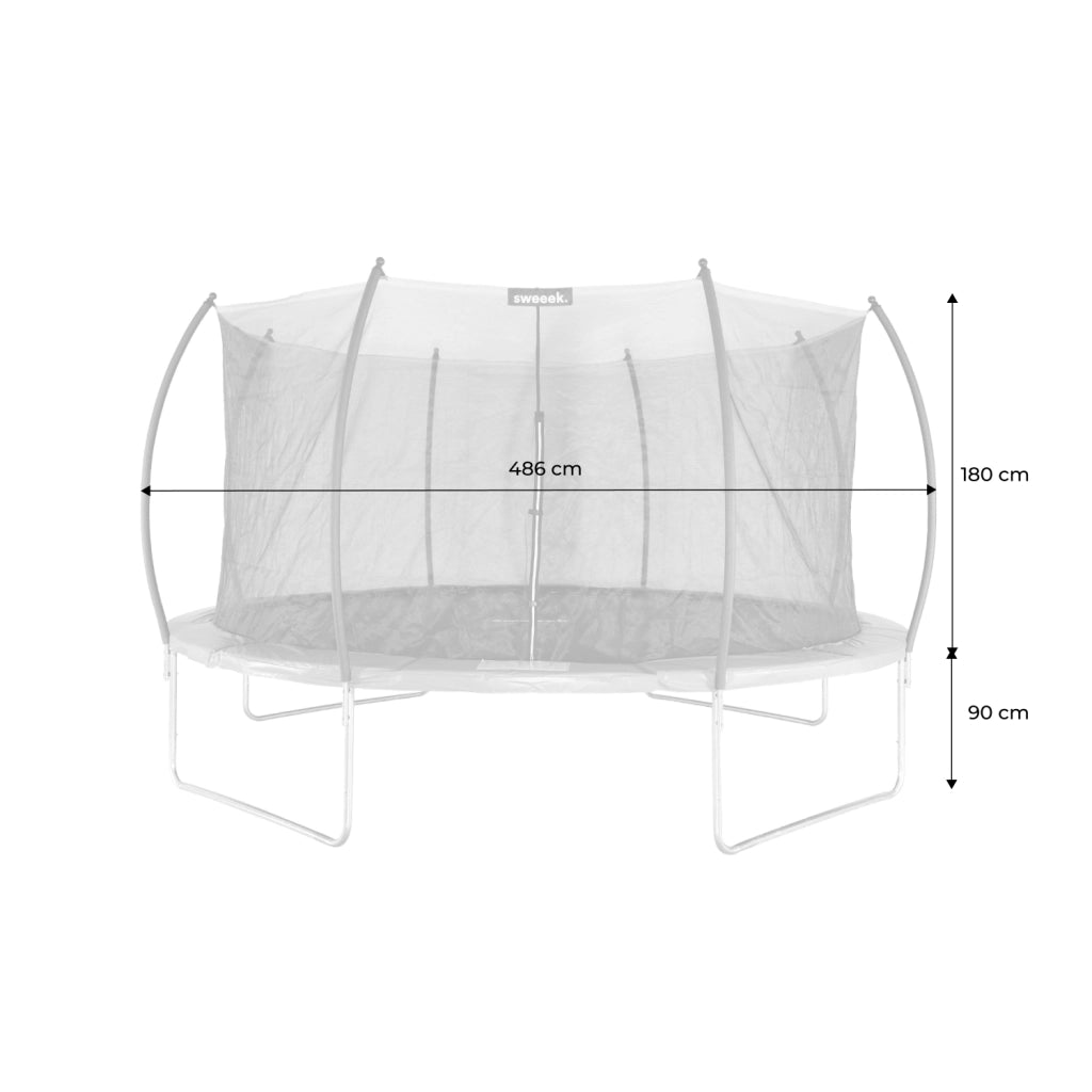 Trampolino retondo 490cm rete interna con pacchetto accessori, grigio