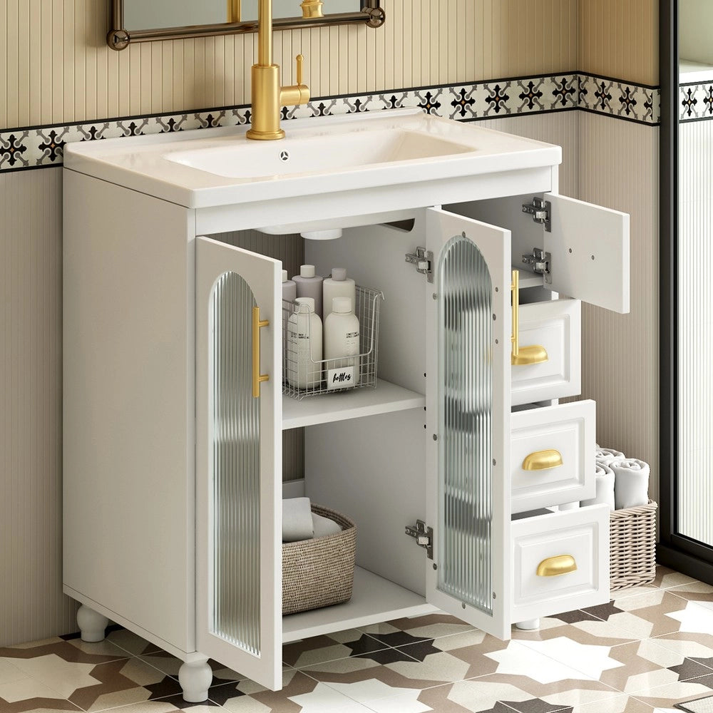 Mobile da Bagno con Lavabo in Ceramica e Sottolavabo 80 cm ¨C Xylo ¨C Bianco