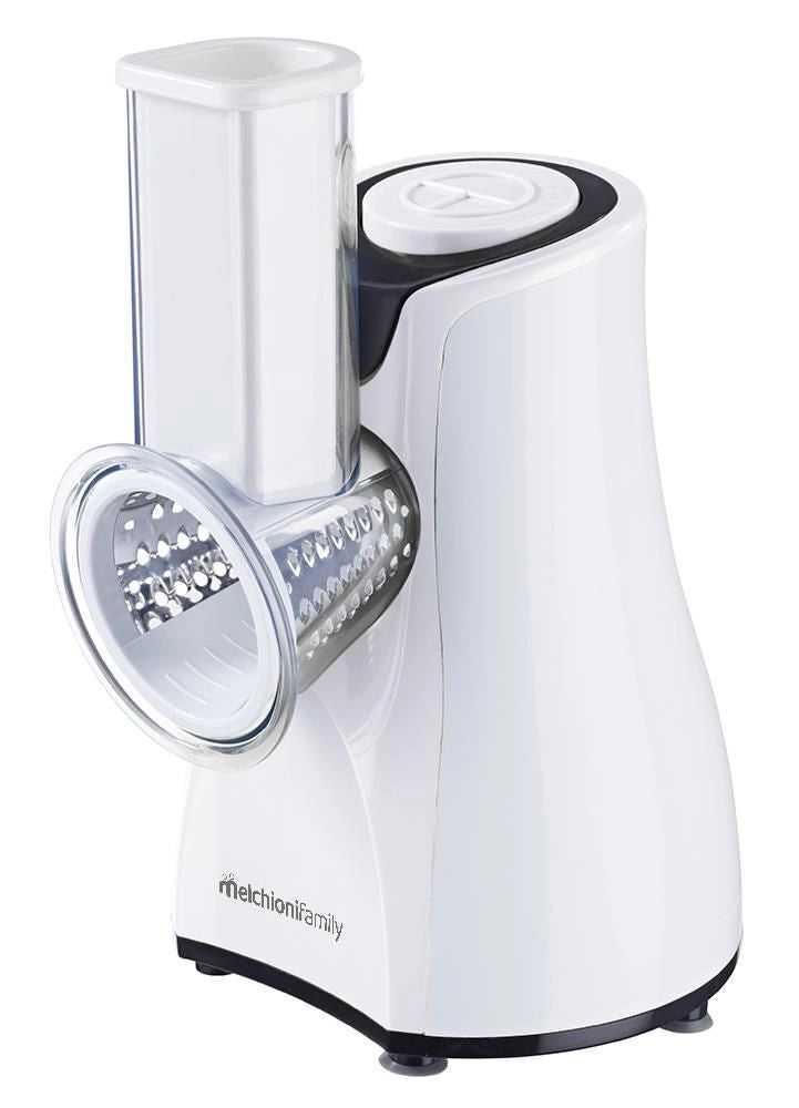 Melchioni 118420212 grattugia e spiralizzatore elettrici Grattugia elettrica Nero, Acciaio inox, Bianco