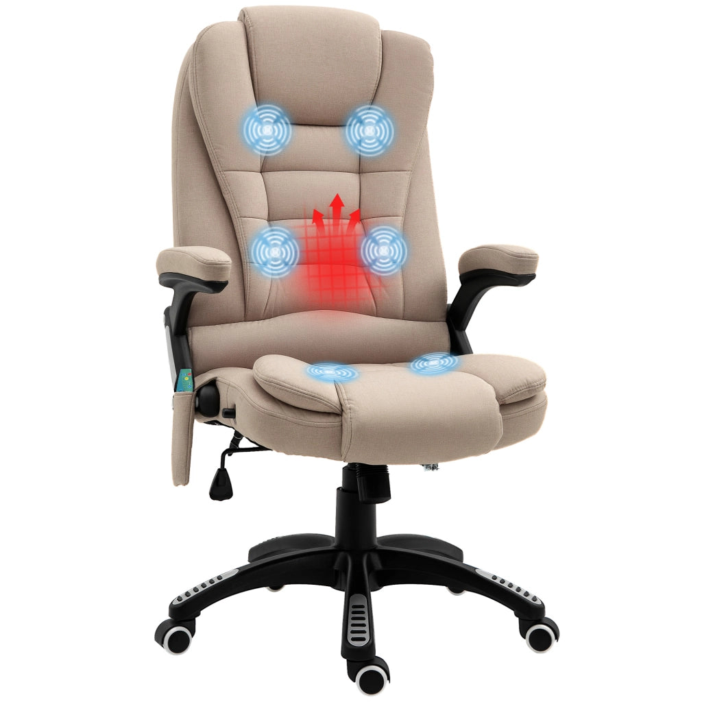 Poltrona Massaggiante Reclinabile con Riscaldamento e Altezza Regolabile ¨C Zephmum ¨C Beige