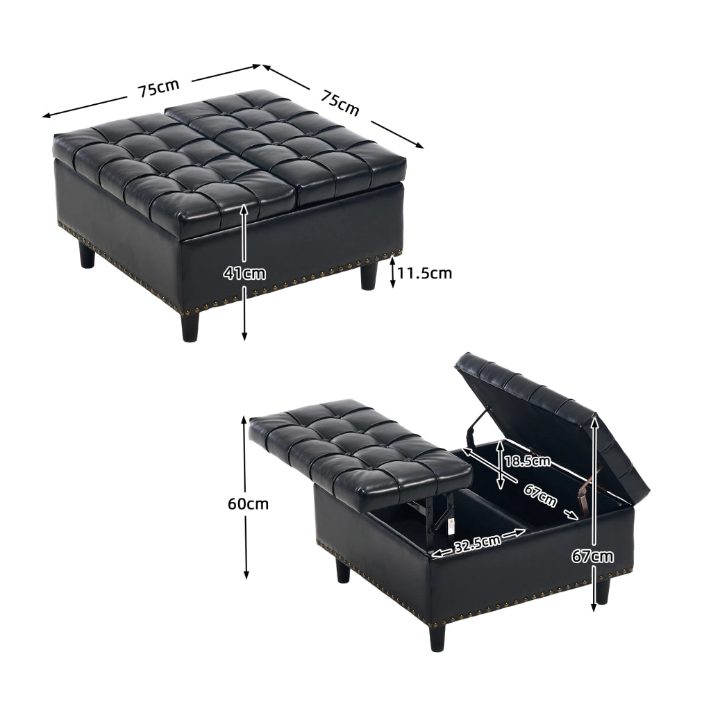 Panca Contenitore Imbottita ¨C MINIMAL ¨C Seduta con Vano, PU Nero