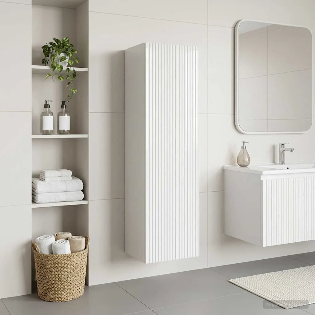 Mobiletto da Bagno a Muro Bianco Lucido 33 x 34,5 x 100 cm 890526