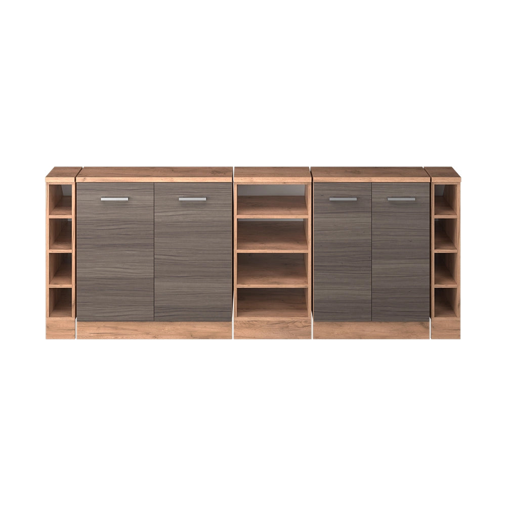 Mobile cucina sottotetto R-Line Grigio nobile/Rovere dorato 210 cm Set di 5 carcasse armadio profondità 60 cm Vicco