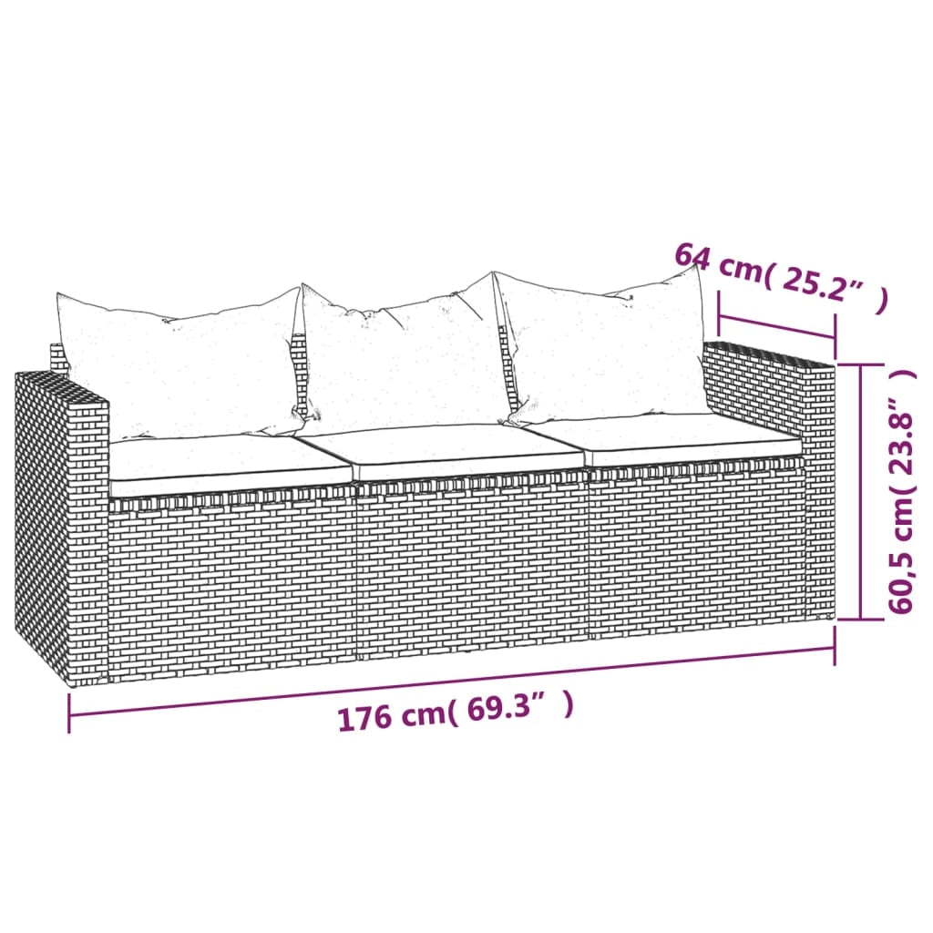 Set di mobili da giardino mobili da esterno set da 3 pezzi con cuscini resina intrecciata grigia 02_0015980