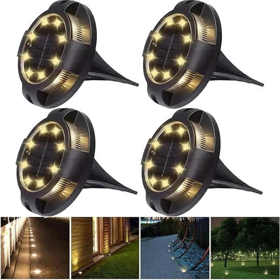 4 pezzi di lampada da pavimento IP65 impermeabile al water per uso esterno alimentato da energia solare con luce laterale - giardino terrazza prato cortile vialetto luce calda