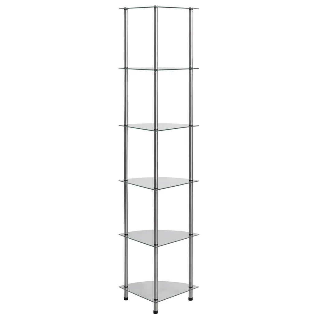 Scaffale a 6 Livelli Trasparente 30x30x160 cm Vetro Temperato 249517