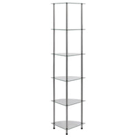 Scaffale a 6 Livelli Trasparente 30x30x160 cm Vetro Temperato 249517