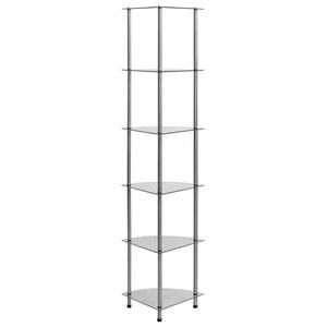 Scaffale a 6 Livelli Trasparente 30x30x160 cm Vetro Temperato 249517