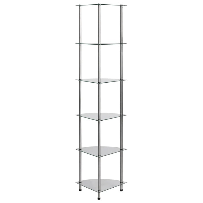 Scaffale a 6 Livelli Trasparente 30x30x160 cm Vetro Temperato 249517