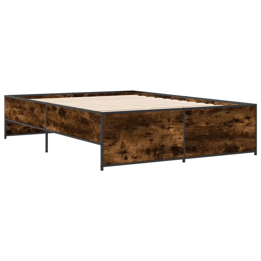 Giroletto-Struttura Letto Rovere Fumo 120x200 cm in Legno Multistrato Metallo 509635