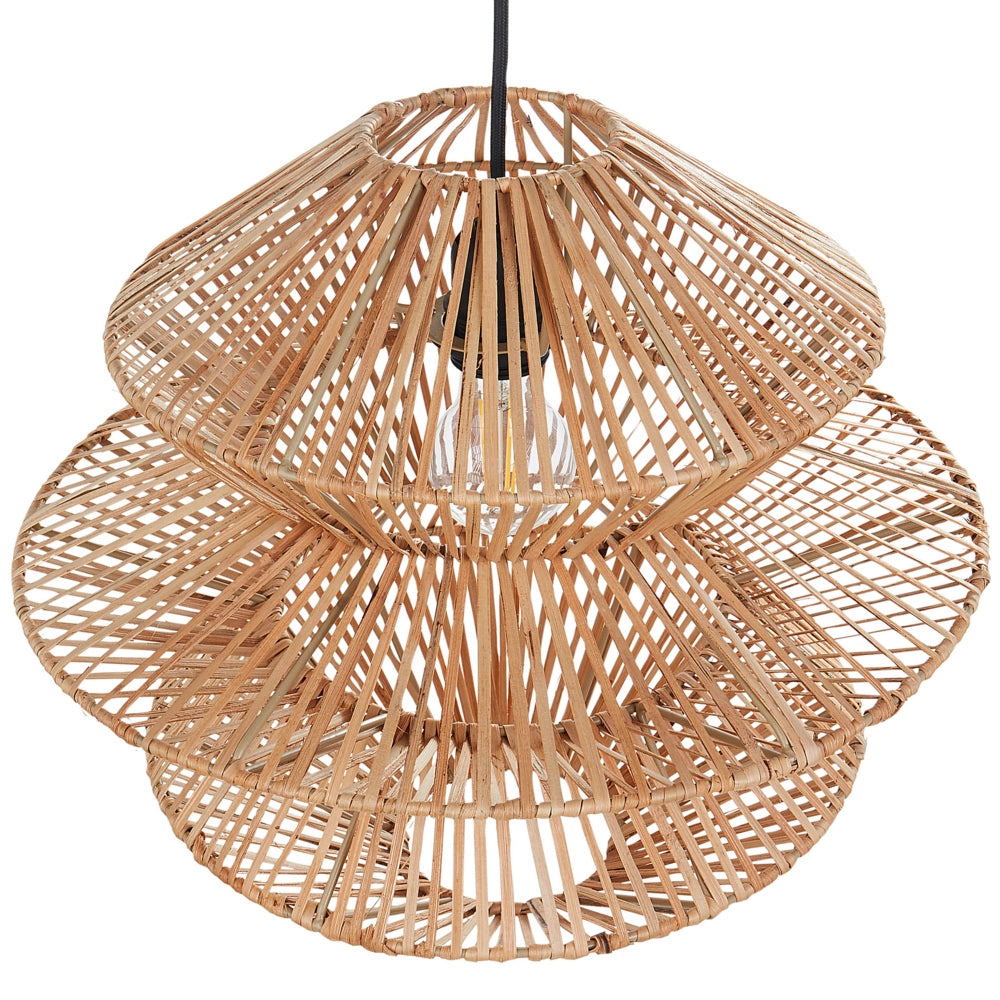 Lampadario in rattan naturale Paralume in ferro nero Base Boho Lightning Luce a sospensione Soggiorno Camera da letto Corridoio