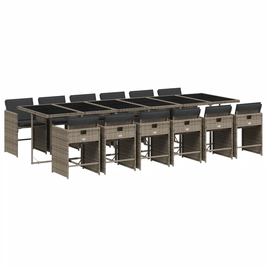 vidaXL Set da Pranzo da Giardino 13pz con Cuscini Grigio in Polyrattan