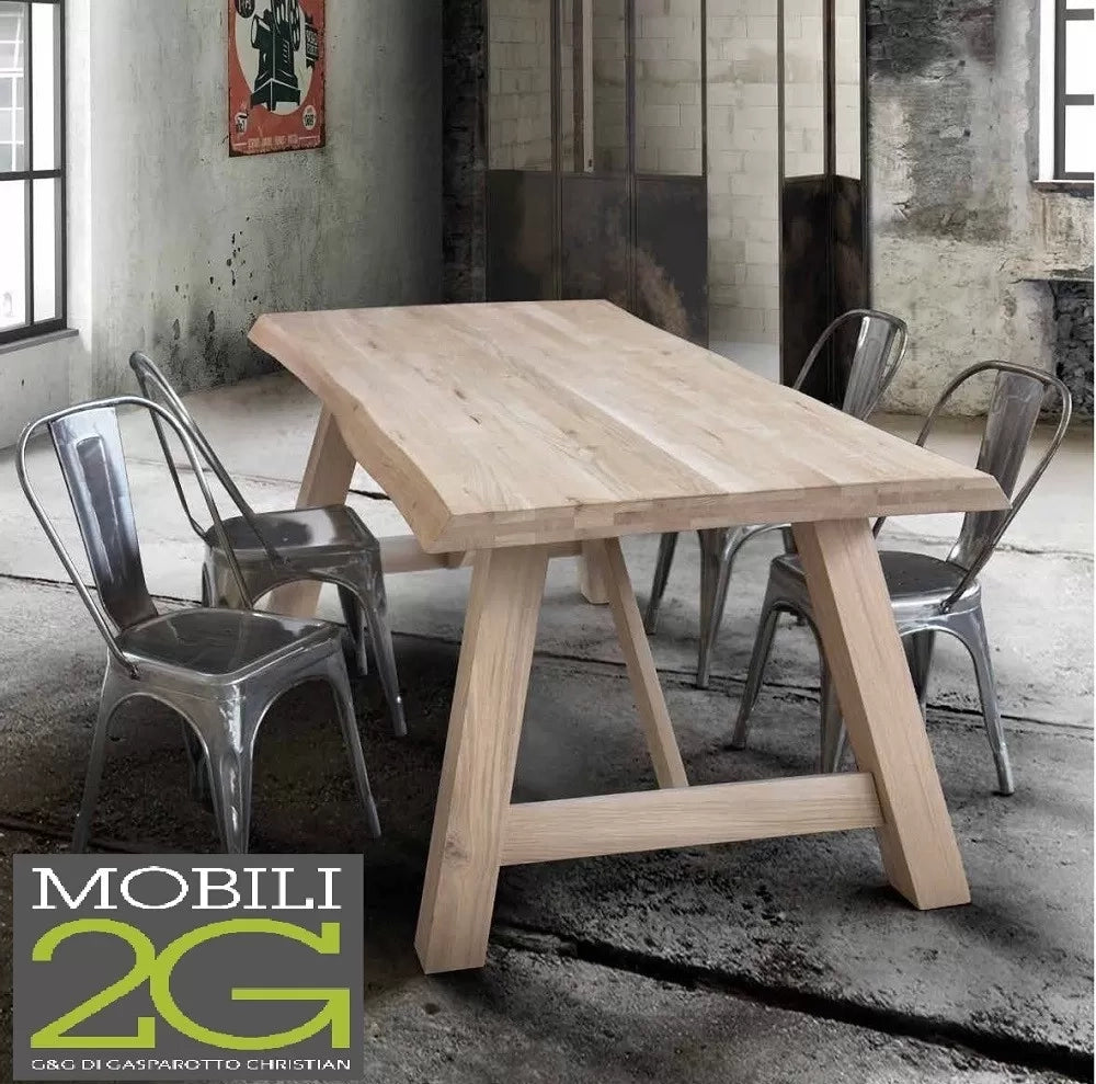 Tavolo massello nodo aperto 180x90 sp. 6 cm  fisso (816) - Mobili 2G