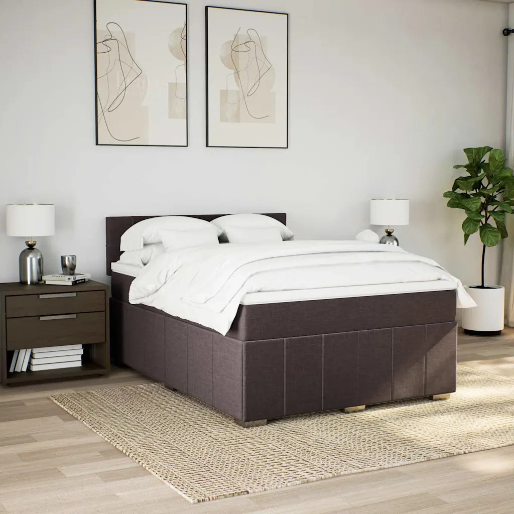 Giroletto a Molle con Materasso Marrone Scuro 140x200cm Tessuto 3287094