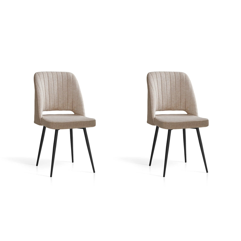 Set 2 sedie da pranzo Hispanohogar ferro e tessuto beige 88×50×60 cm
