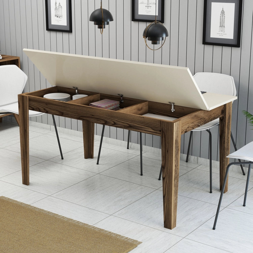 Viverone, Tavolo Fisso 6 Posti, 145x88x75h cm Marrone Noce