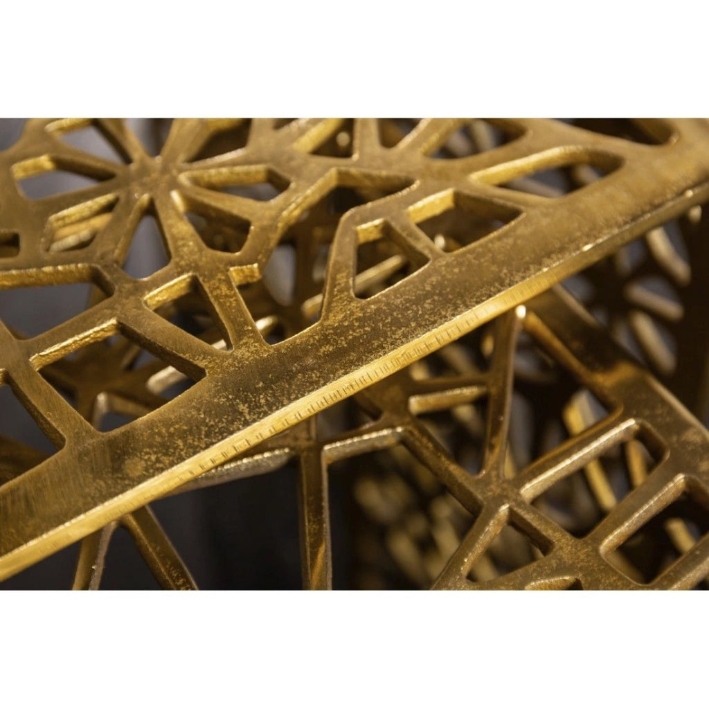 Tavolini bassi nidificati METRIX dorati – Tavolini bassi design in alluminio con motivi geometrici