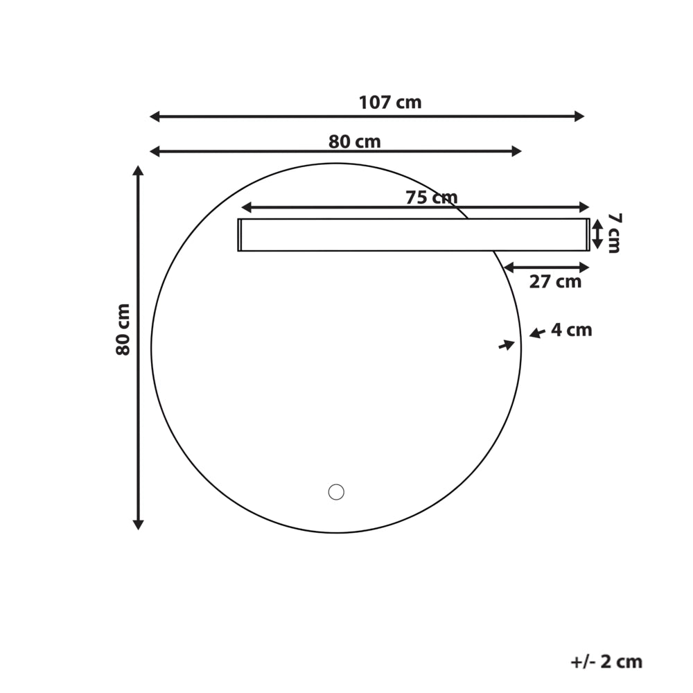 Specchio LED da Parete Rotondo Moderno 90 x 80 cm per Bagno Camera da Letto e Trucco