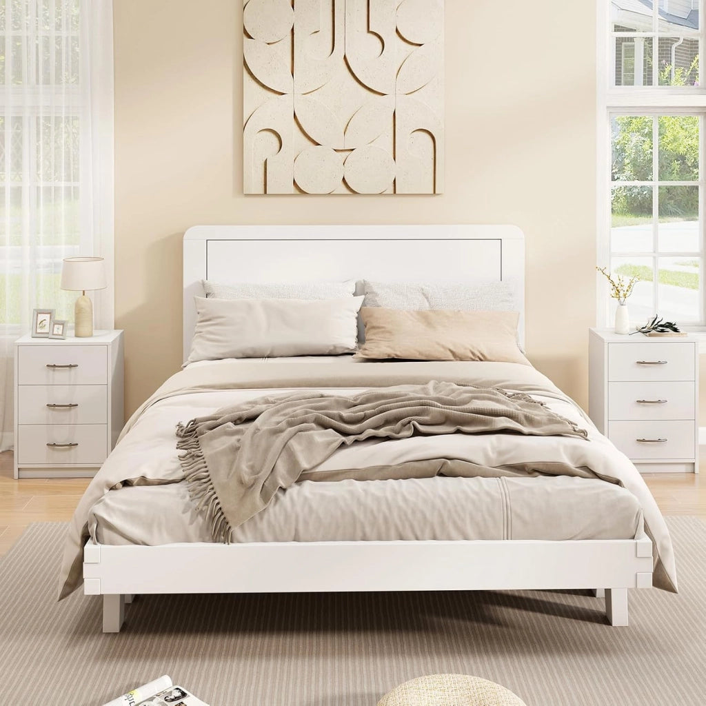 Comodino Camera da Letto con 3 Cassetti, Comodino Salvaspazio in Legno, Comodino Mobile da Letto con Kit Antiribaltamento, per Soggiorno e Studio, 38,5 x 28 x 54 cm (Bianco, 3 Cassetti)