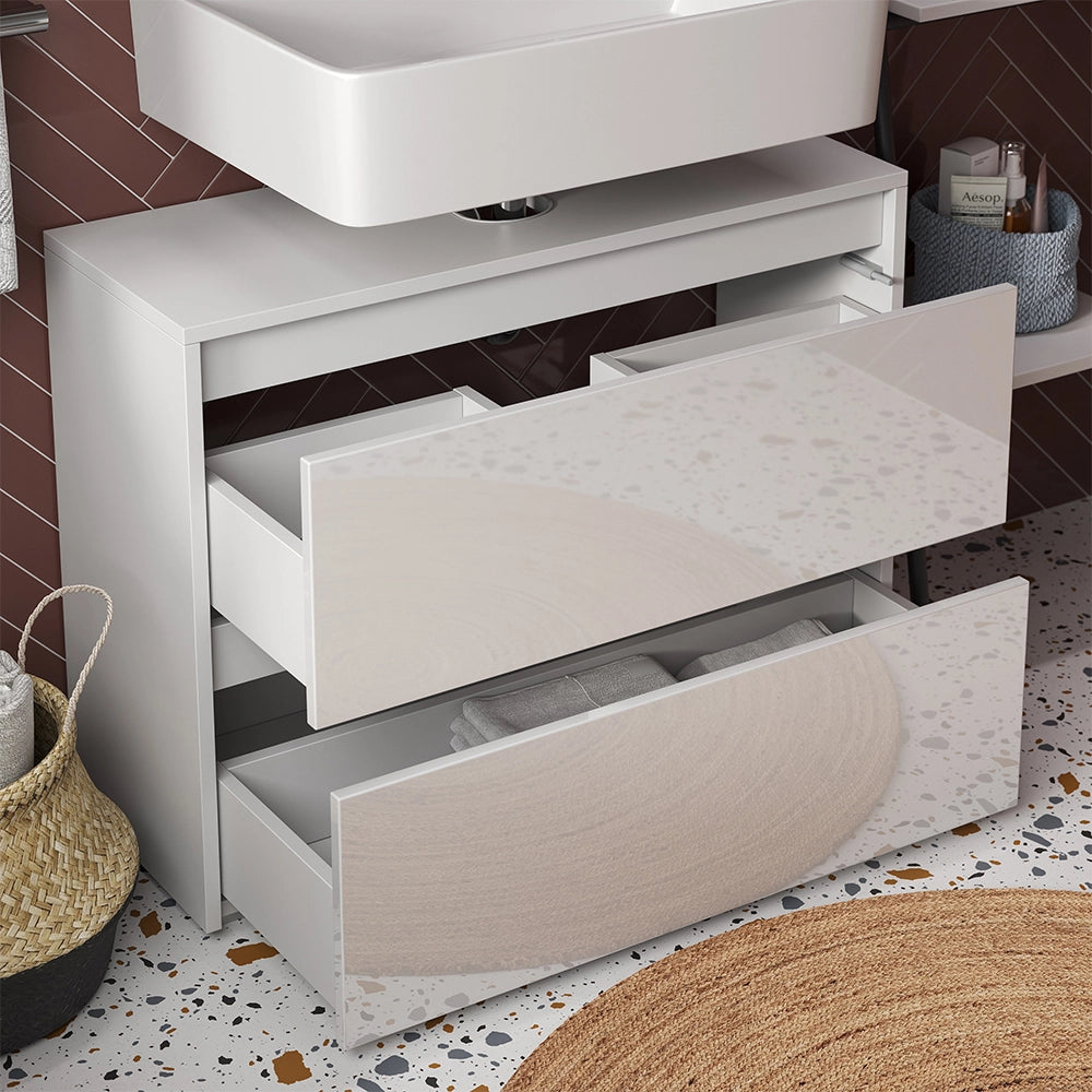 Vicco Set di mobili da bagno Bianco/bianco lucido 2 parti