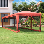Tenda per Feste con 10 Pareti Laterali in Rete Rossa 3x12m HDPE 319250