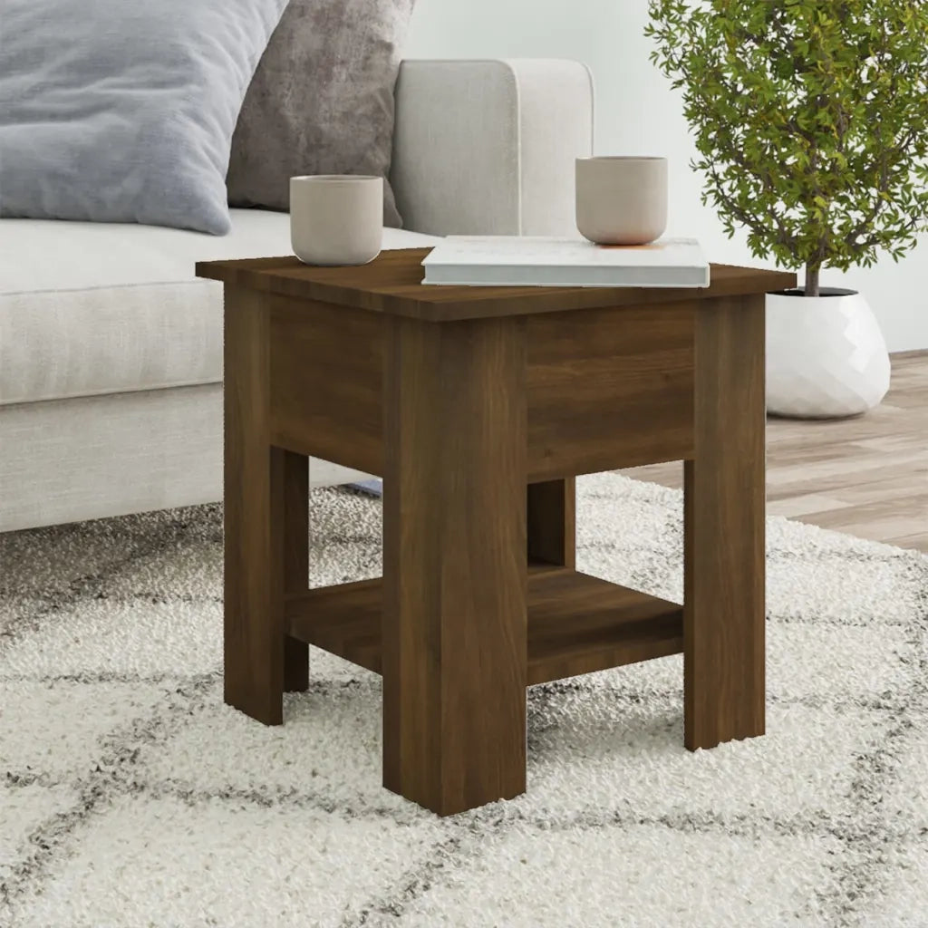 Tavolino da Salotto-Tavolino da soggiorno-Tavolo Marrone Rovere 40x40x42cm Legno Multistrato