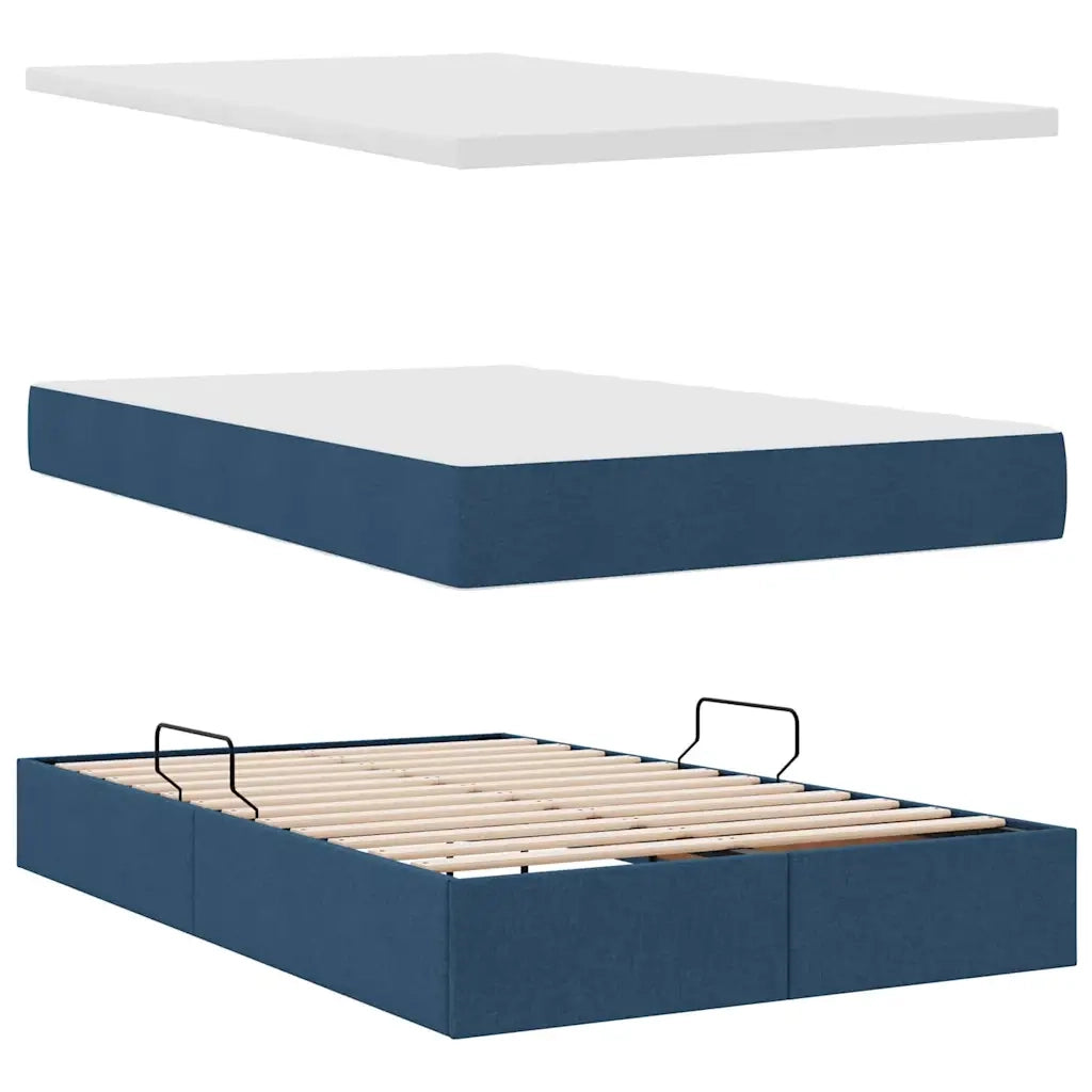 Letto con contenitore e LED con led Blu 120 x 190 cm Tessuto 3371261