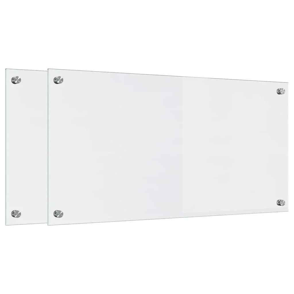 Set di 2 paraschizzi da cucina rettangolari moderni 80 x 40 cm in vetro temperato trasparente 02_0056297