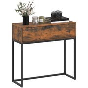 Tavolo console con cassetto ¨C zephmum ¨C 80x30x76 cm, nero, design industriale