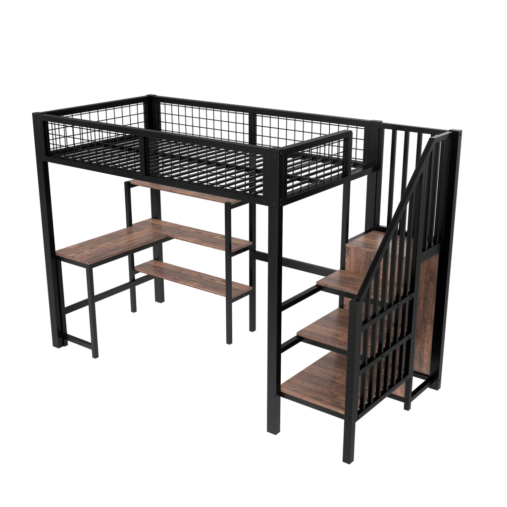 letto alto mdf metallo nero 90 x 200 cm