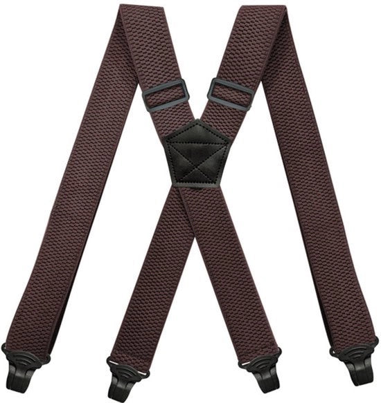 Draagriemen per aeroporto, 3,8 cm larghi, cinture elastiche in plastica completamente flessibili con 4 clip e silenziose, cinture per sci con rinforzi - marrone.