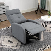 POLTRONA RECLINABILE 155¦ MAX IN TESSUTO EFFETTO LINO GRIGIO CON POGGIAPIEDI, 67X87X98 CM