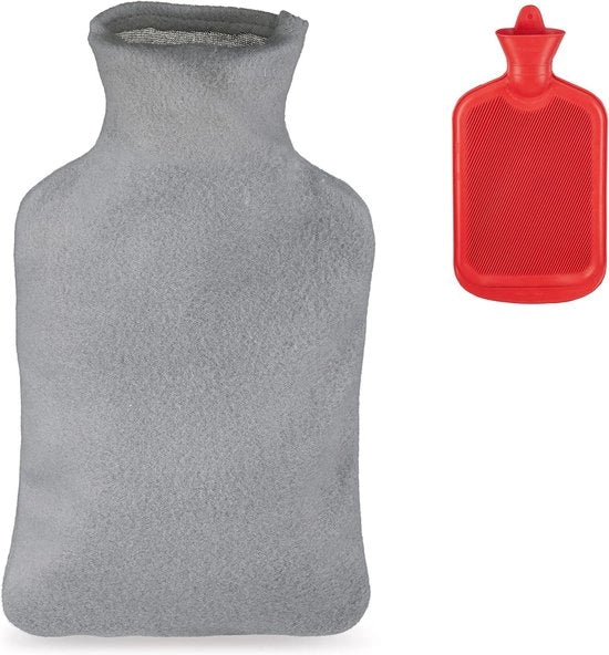 Warmtecuccio morbido 1,5 L - Ideale per notti fredde e sollievo dal dolore - Coperchio a vite sicuro e fodero morbido