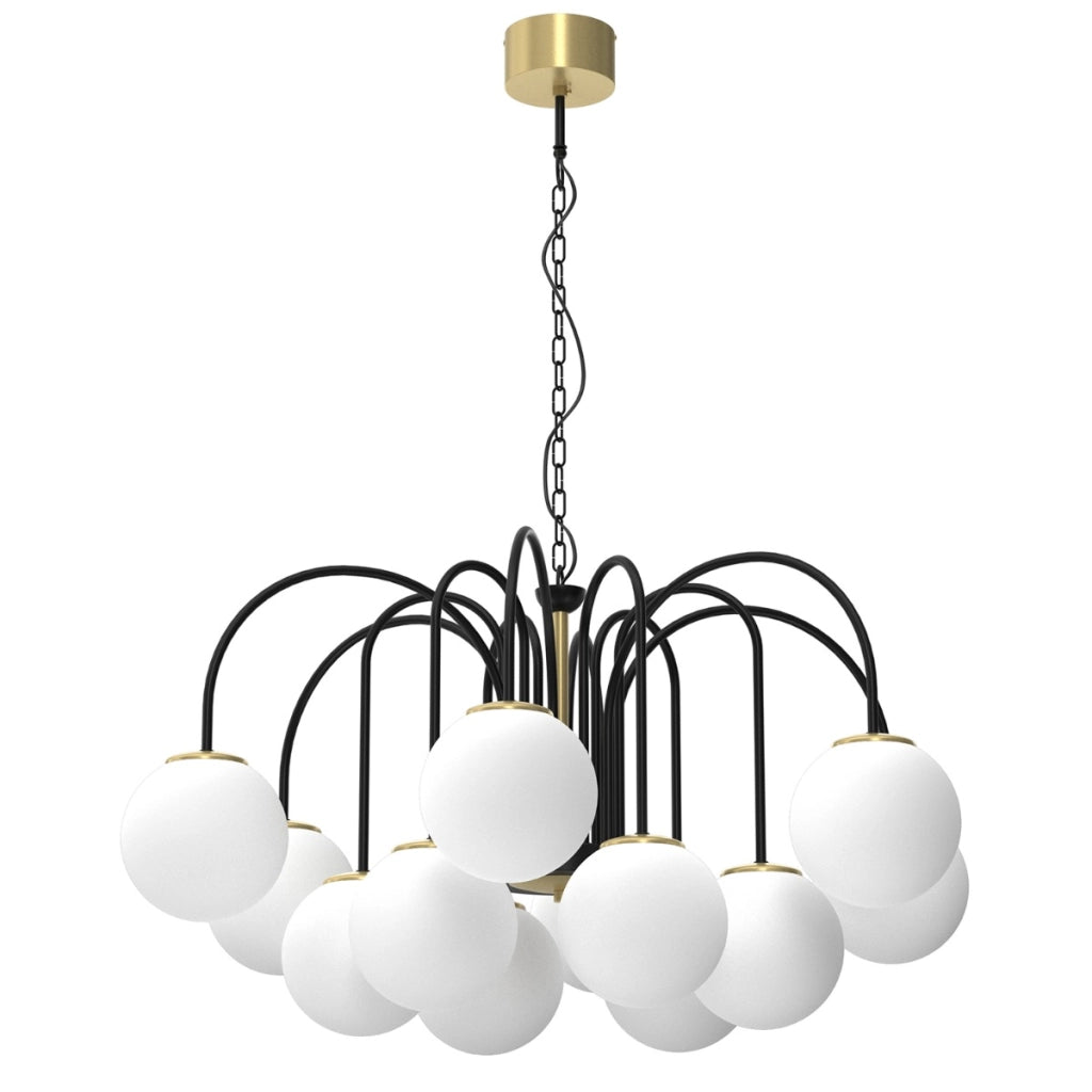 Lampadario Cambridge glamour oro/nero 12 sfere E14 Luminex