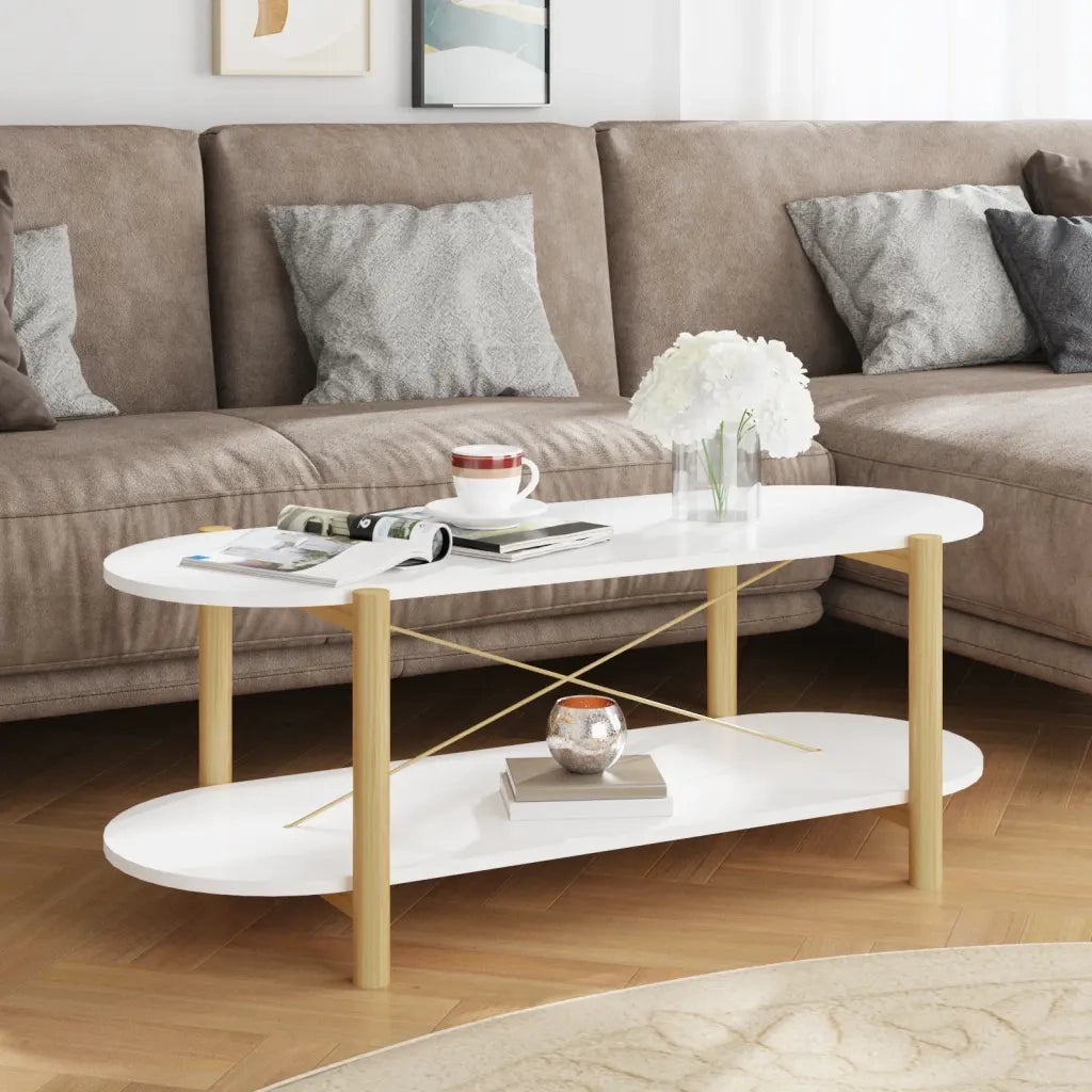 Tavolino da salotto | Tavolino da caff¨¨ | Tavolino da Soggiorno Bianco 110x48x40 cm in Legno Multistrato