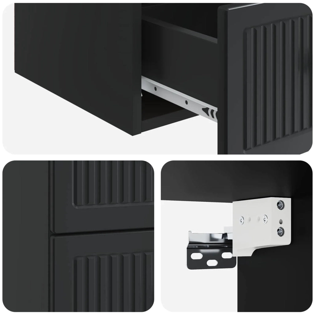Mobiletto da notte a muro con cassetto Nero 33 x 34,5 x 40 cm 897957