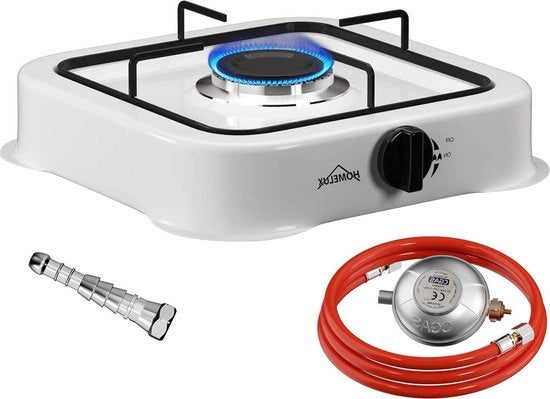 Camping gasstir con serpentina di connessione e regolatore di pressione - Cottura al campo di alta qualità - funziona con gas a propano - kit di emergenza blackout