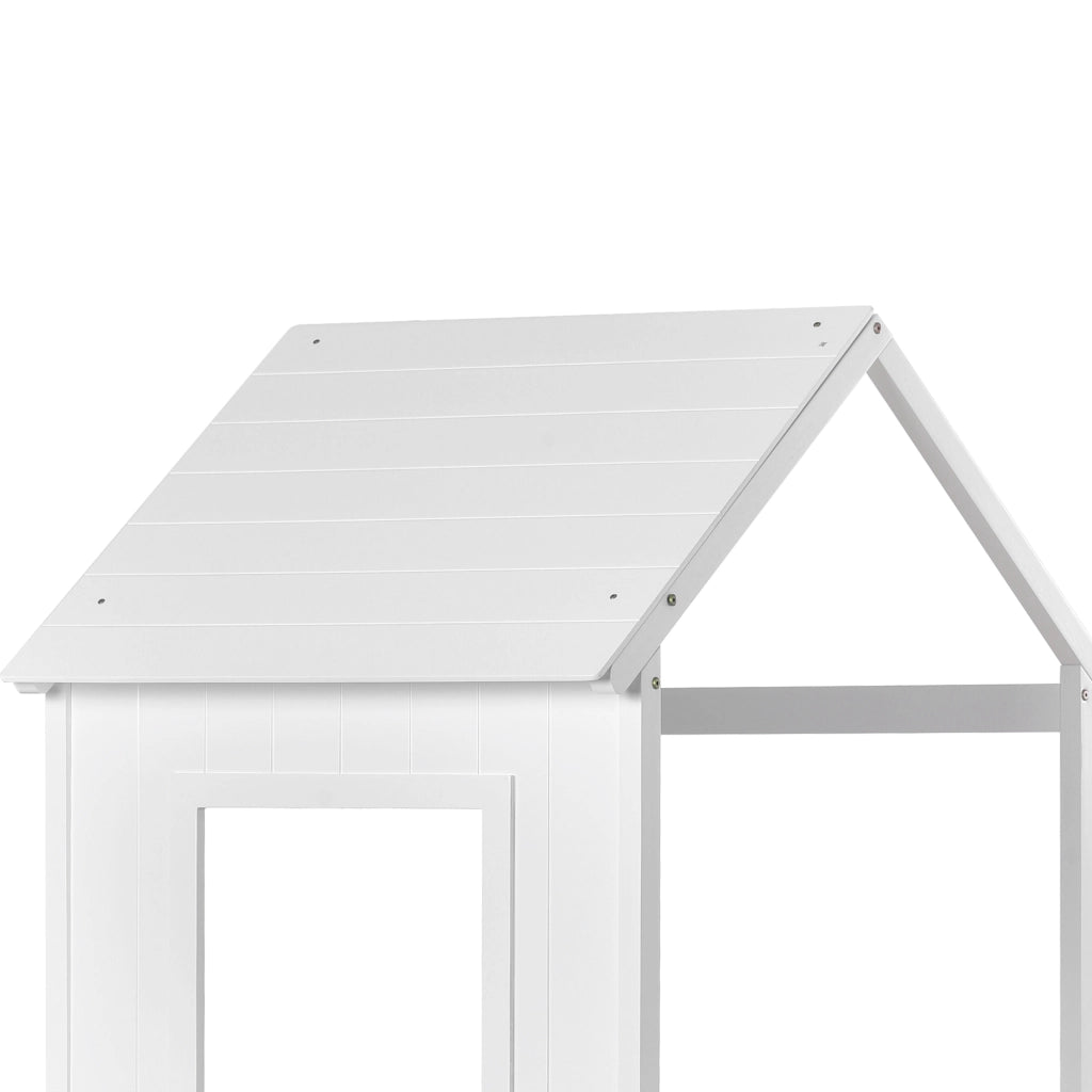 Letto a soppalco per bambini - Zephmum - 90x200 cm - Bianco - Solido, con scala e baldacchino